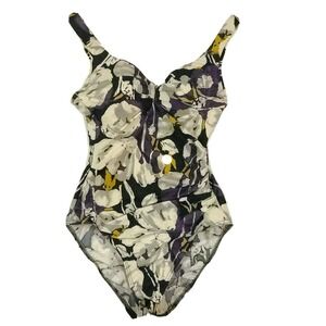 Lands End One Piece Swimsuit 4 Floral Purple